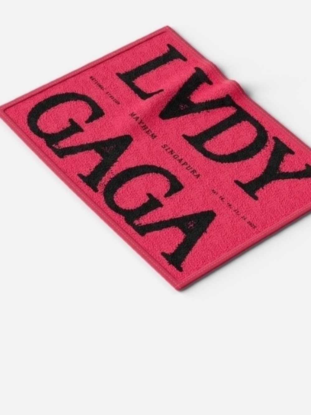 Hot Pink Logo Jacquard Towel - Black Text